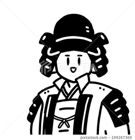 穿著盔甲的武士簡單插畫素材_samurai 109267360