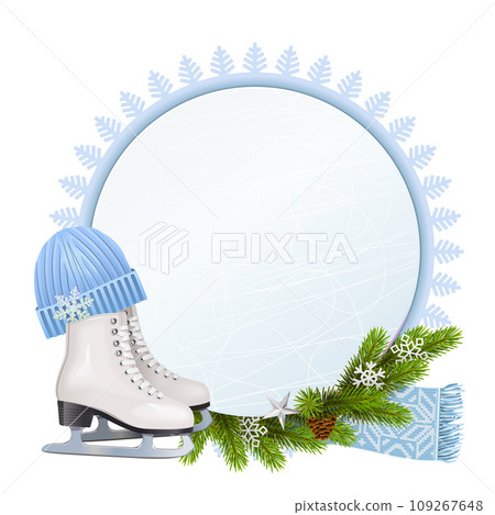 Vector Figure Skating Round Board 109267648