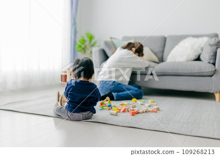 Mother tired of childcare Mother tired of childcare 109268213
