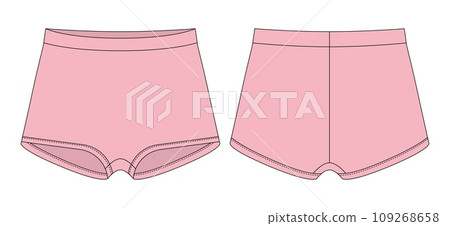 Blank girls knickers technical sketch. Pink color. 109268658
