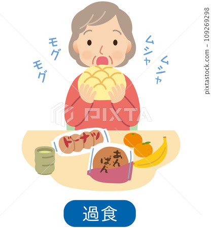 Senior woman who overeats, nursing care, dementia 109269298