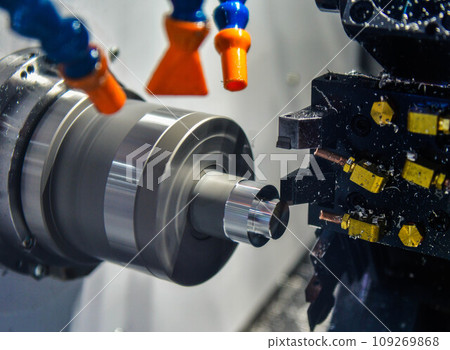 The multi-tasking CNC lathe machine milling cut the metal part, The hi-technology parts manufacturing The multi-tasking CNC lathe machine milling cut the metal part, The hi-technology parts manufacturing 109269868