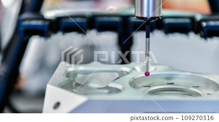 Close up automatic coordinate measurement machine (CMM) for inspection high precision engine block during working 109270316