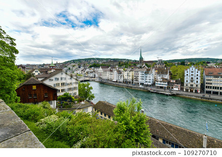 Top view of historic city center of Zurich, Switzerland. Top view of historic city center of Zurich, Switzerland. 109270710
