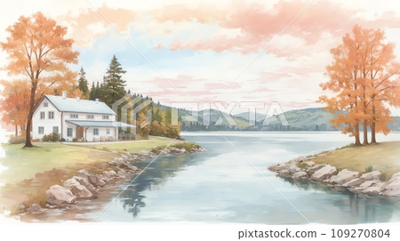 水彩背景_環球旅行_德國_鄉村湖泊_01 水彩背景_環球旅行_德國_鄉村湖泊_01 109270804