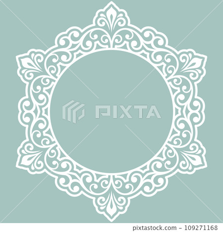 Floral Abstract Round Vector Frame With Arabesques Floral Abstract Round Vector Frame With Arabesques 109271168