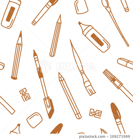 Vector set of pens, pencils, paintbrushes and other 109271999