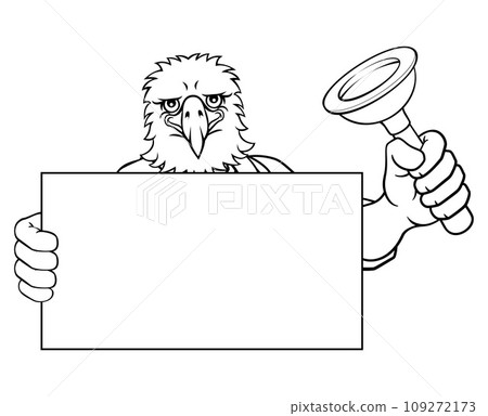 Plumber Eagle Plunger Cartoon Plumbing Mascot Plumber Eagle Plunger Cartoon Plumbing Mascot 109272173