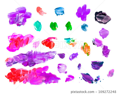 Abstract acrylic brush strokes isolated on white, creative illustration, fashion background. Vector 109272248