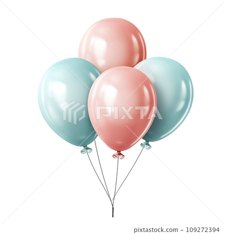 Cute shiny balloon in flat style illustration.Generative AI 109272394