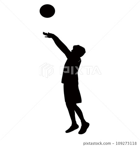boy trying to reach ball, silhouette vector 109273118