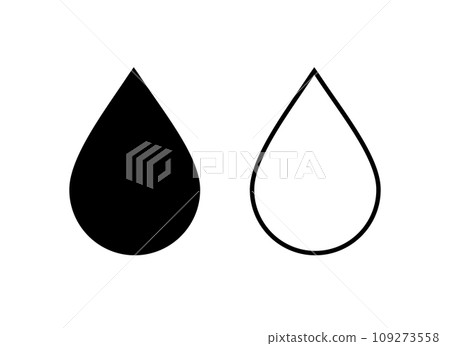 Water or oil drop set. Vector black glyph and line icons isolated on white background. Water or oil drop set. Vector black glyph and line icons isolated on white background. 109273558