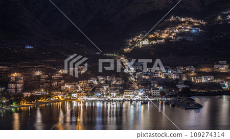 Amorgos island night timelapse from above. Greece 109274314