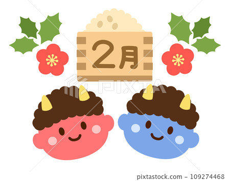 February_Oni and Setsubun illustration 109274468