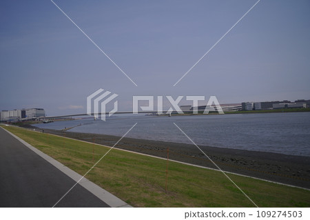 Solamnado, Haneda, green space, outdoors, sky, sky, grass, green, sea, road, plaza, park, promenade, walk, 109274503