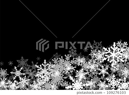 Christmas background with falling snowflakes. Winter holiday background or frame with pattern of layered snow. Christmas background with falling snowflakes. Winter holiday background or frame with pattern of layered snow. 109276103