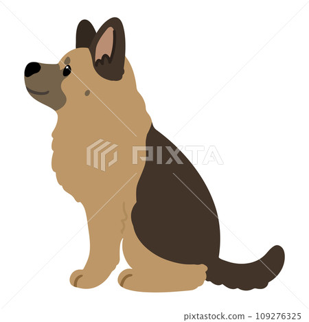 簡單可愛的德國牧羊犬側身坐著的插圖，沒有主線 109276325