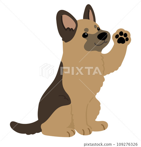 簡單可愛的德國牧羊犬揮手的插圖，沒有主線 109276326