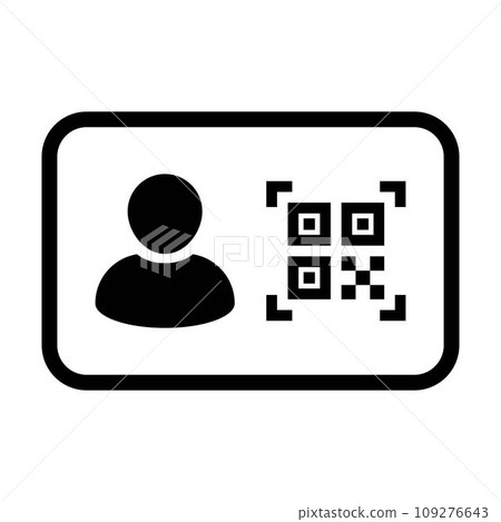 Digital id icon avatar with qr code for bio-metric identity in vector male user person profile symbol for in a glyph pictogram illustration 109276643