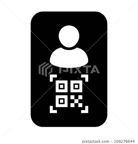 Digital id icon avatar with qr code for bio-metric identity in vector male user person profile symbol for in a glyph pictogram illustration Digital id icon avatar with qr code for bio-metric identity in vector male user person profile symbol for in a glyph pictogram illustration 109276644