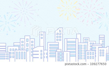 Fireworks and cityscape background of city buildings_16:9 Fireworks and cityscape background of city buildings_16:9 109277650