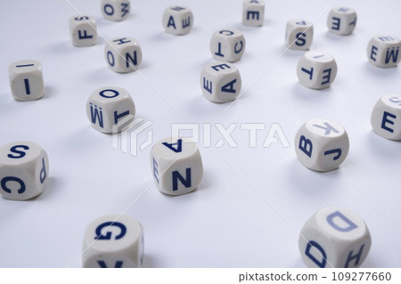 cubes or blocks word with letters randomly on a white background - the concept of a school education or self education . 109277660