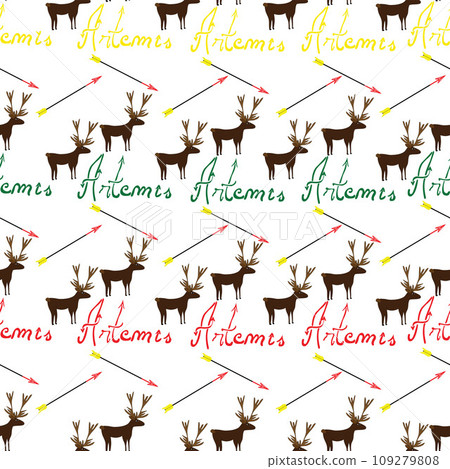 Vintage seamless pattern with stag and words 109279808
