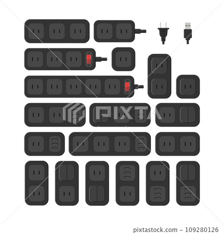 power outlet plug extension strip american type a vector flat illustration 109280126