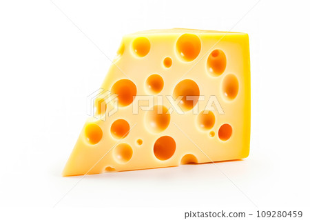 A closeup of cheese with holes like maasdam, emmental or cheddar as background 109280459