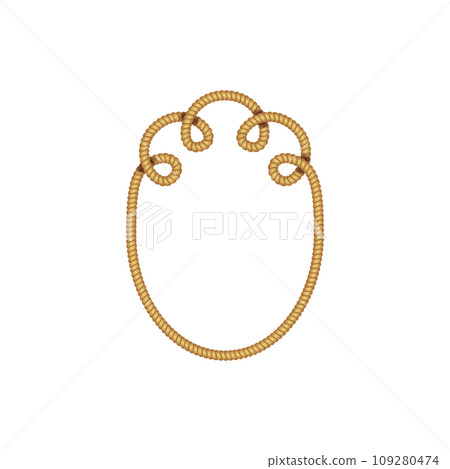 Realistic Detailed 3d Natural Jute Hemp Rope Frame Oval Round Shape Isolated on a White Background Decor Element. Vector illustration Realistic Detailed 3d Natural Jute Hemp Rope Frame Oval Round Shape Isolated on a White Background Decor Element. Vector illustration 109280474
