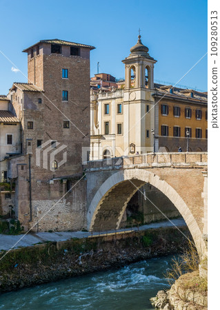 Tiberina island in Rome, Italy Tiberina island in Rome, Italy 109280513