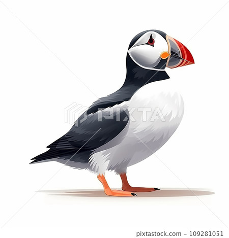 Puffin Fratercula arctica unusual seabird, close-up isolated on white Puffin Fratercula arctica unusual seabird, close-up isolated on white 109281051