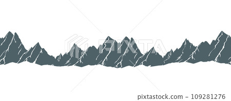 Seamless mountain background. Hand drawing. Not AI. Vector illustration 109281276