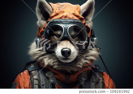 Dog portrait in a Astronaut's Helmet and costume. Dog portrait in a Astronaut's Helmet and costume. 109281992