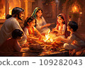 Happy Lohri festival of Punjab India background. group of people playing lohri dance 109282043