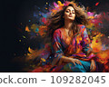 Happy Lohri festival of Punjab India background. group of people playing lohri dance 109282045