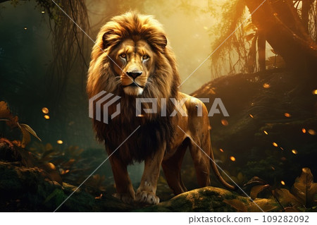 Lion King Gold in the jungle Generative AI 109282092