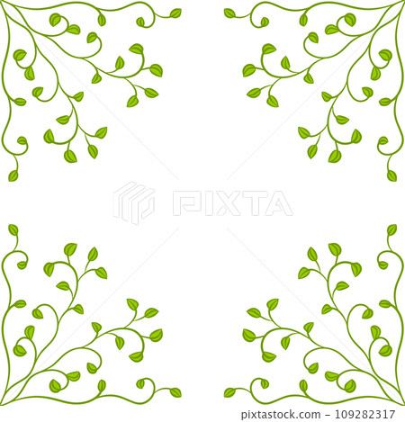 Ornamental frame of branches with green foliage 109282317