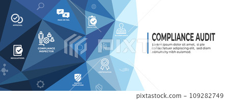 Compliance Audit Web Header Banner with Approved icons Compliance Audit Web Header Banner with Approved icons 109282749