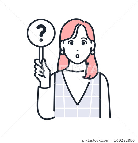 拿著問號標籤的時尚年輕女子的簡單向量圖素材 拿著問號標籤的時尚年輕女子的簡單向量圖素材 109282896