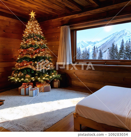 I drew a room with a Christmas tree using generation. 109283034