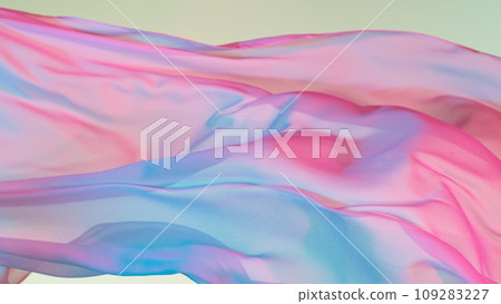 Pastel color transparent silk fabric flowing by wind, 109283227