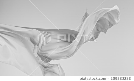 Pastel color transparent silk fabric flowing by wind, 109283228