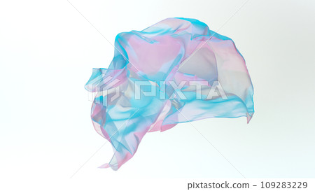 Pastel color transparent silk fabric flowing by wind, 109283229