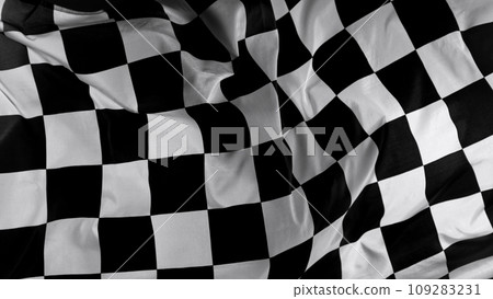 Checkered Race Flag. Freeze Motion Wavy closeup fabric fluttering Racing Flags background. Formula One flag car motor sport. Checkered Race Flag. Freeze Motion Wavy closeup fabric fluttering Racing Flags background. Formula One flag car motor sport. 109283231