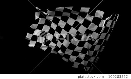 Checkered Race Flag. Freeze Motion Wavy closeup fabric fluttering Racing Flags background. Formula One flag car motor sport. Checkered Race Flag. Freeze Motion Wavy closeup fabric fluttering Racing Flags background. Formula One flag car motor sport. 109283232
