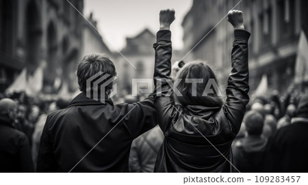 A man and a woman are fighting for their rights 109283457