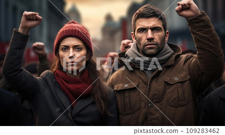 A man and a woman are fighting for their rights 109283462