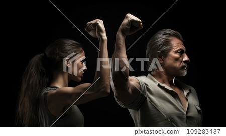 A man and a woman are fighting for their rights A man and a woman are fighting for their rights 109283487