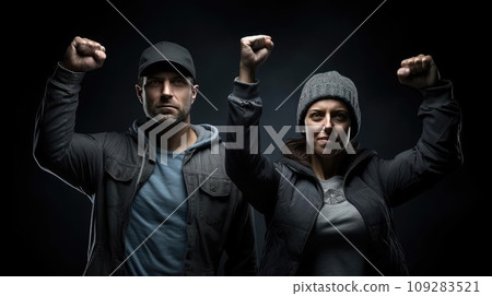 A man and a woman are fighting for their rights 109283521